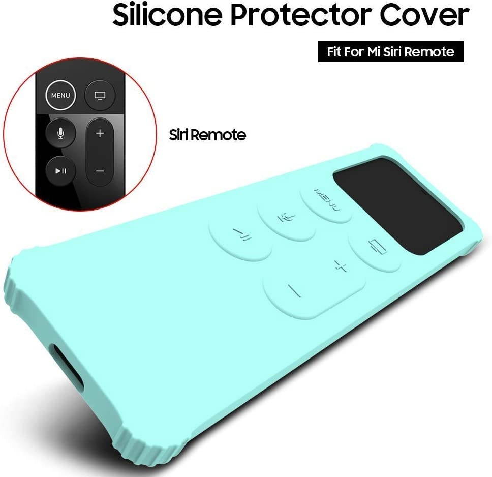 AWINNER Protective Case Compatible for Apple TV 4K 5th / 4th Gen Remote/HD Siri Remote (1st Generation) - Lightweight [Anti Slip] Shock Proof Silicone Cover for Apple TV Siri Remote Controller (Cyan)
