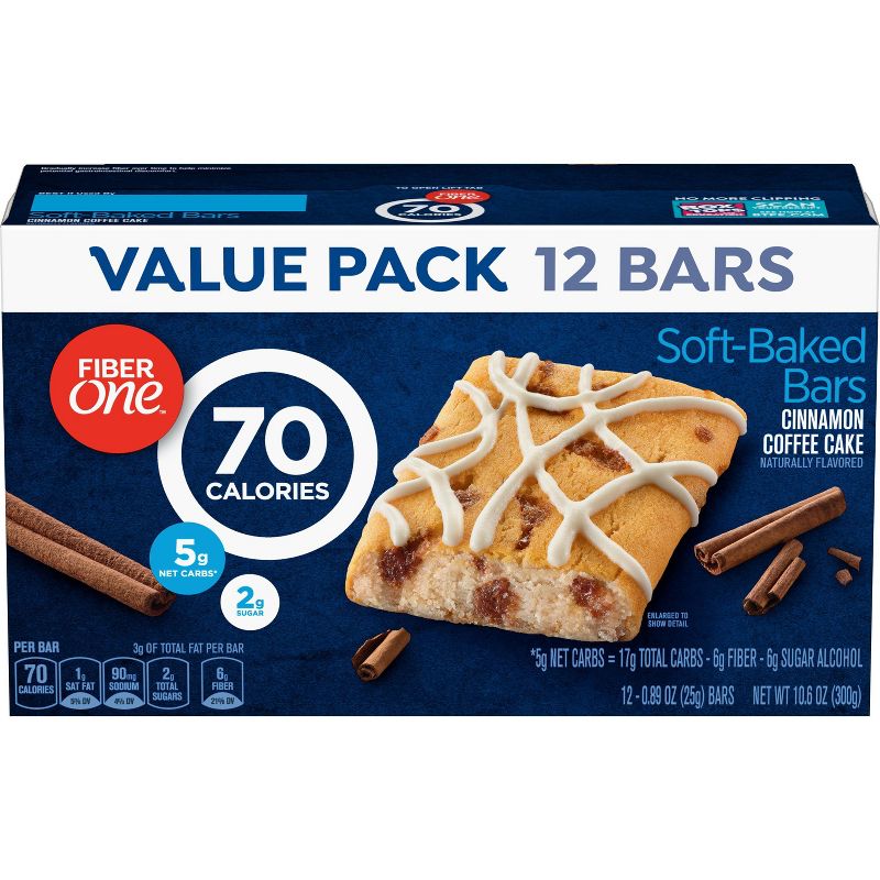 FiberOne Baked Bars Cinnamon Coffee Cake - 10.6oz/12ct