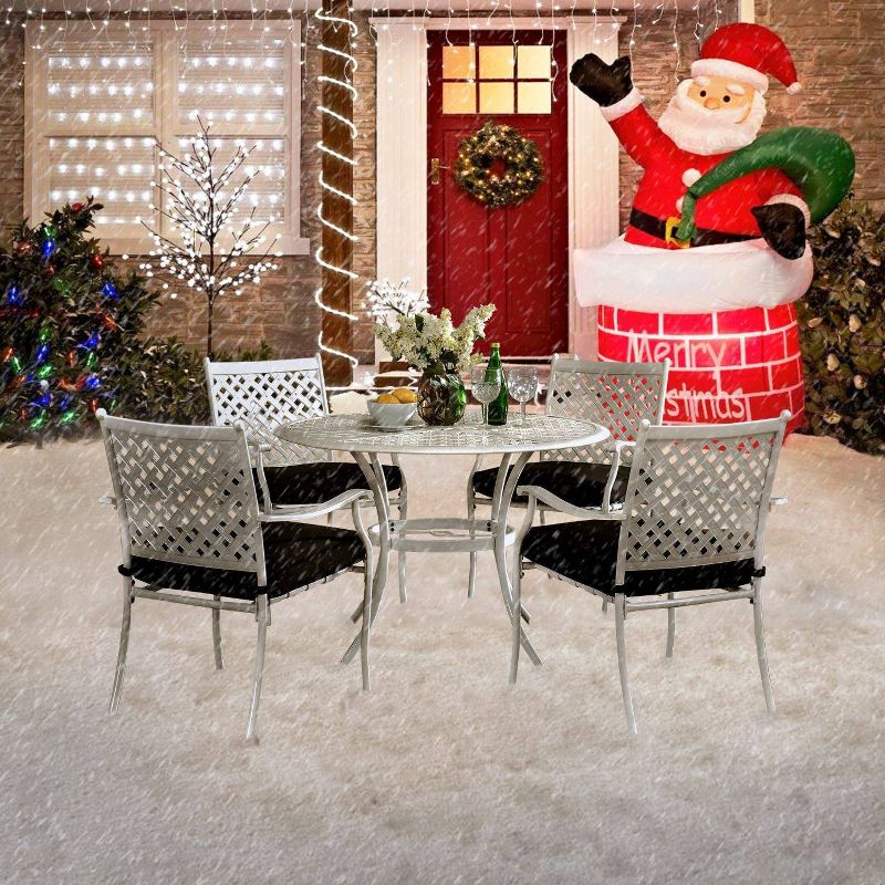 Kupperswick 5pc Steel Outdoor Patio Dining Set with Removable Cushions and Umbrella White - Sunjoy