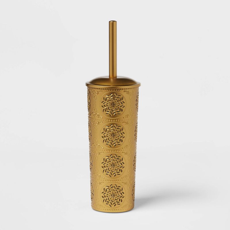 Punched Embossed Toilet Brush And Holder Set Gold - Opalhouse™