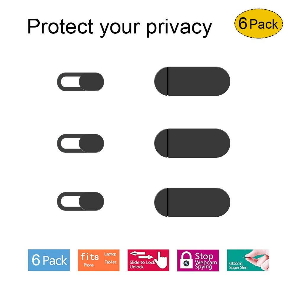 Webcam Cover,Ultra-Thin Web Camera Cover Slider Works with Most Tablet, Laptop,PC and All-in-One Desktops, Ultra-Adhesive Camera Privacy Assistant to Protect Privacy Every Moment(Black,6Pack)