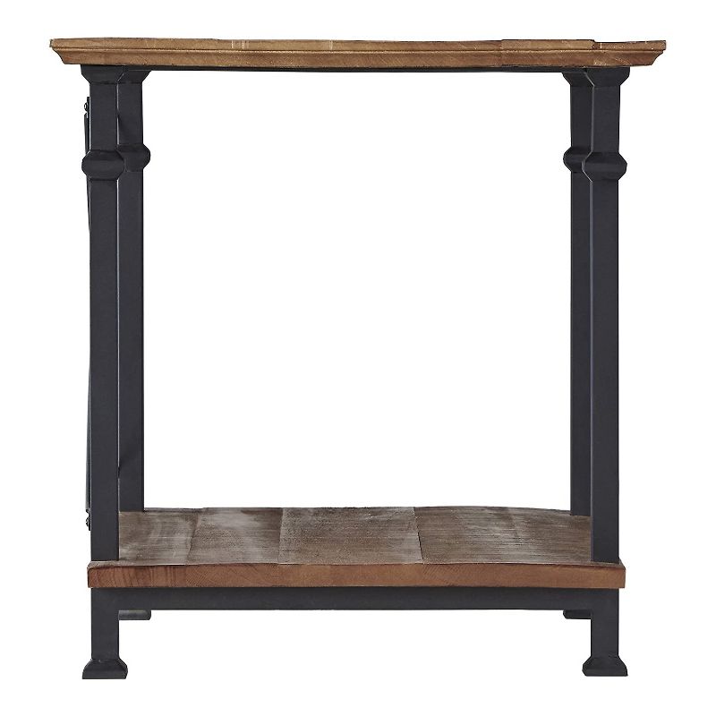 Homelegance Factory Collection Wood and Metal Rustic Modern Corner Side Stand End Table Table for Living Room, Black