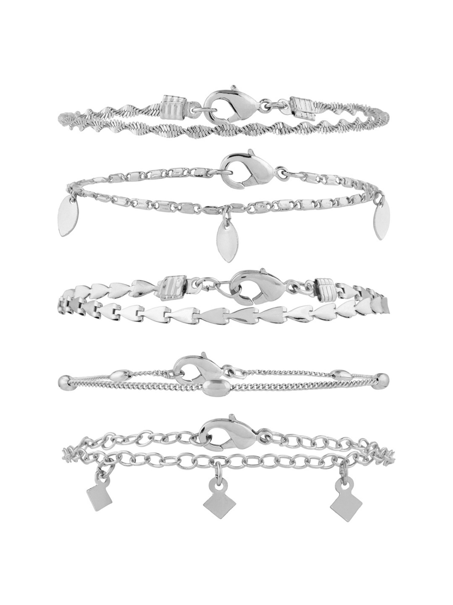 Accessorize London Delicate Bracelet Chain - Set of 5