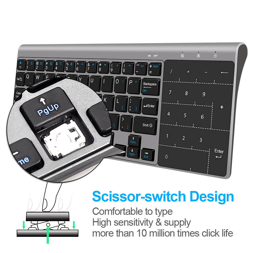 CHONCHOW 2.4G Mini Wireless Keyboard Touchpad Protable USB Keyboard Air Mouse for Mac PC Window 7/10 Vista Android Smart TV Box