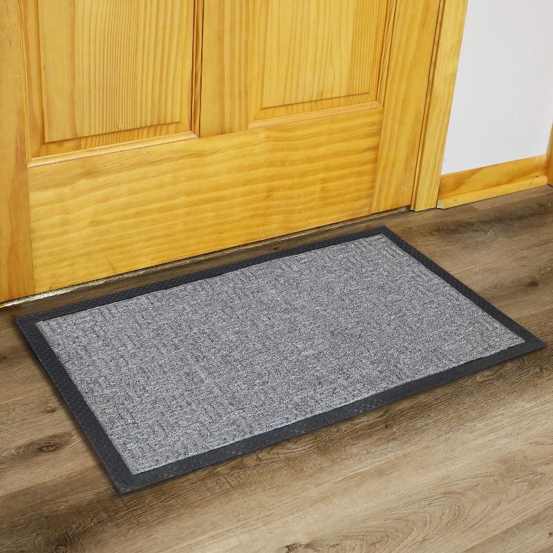 1'6"x2'6" Rectangle Outdoor Pressed or Molded Geometric Accent Rug Gray - Sunnydaze Decor