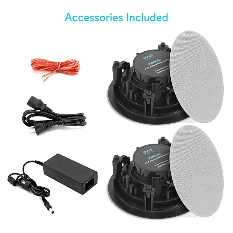 Ceiling and Wall Mount Speaker 525 Dual 2Way Audio Stereo Sound Subwoofer Sound with Tweeter 300 Watts inWall amp inCeiling Flush Mount for Home Surround System 1 Pair  PWRC53 White