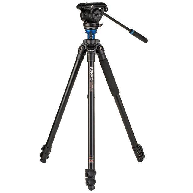 Benro A2573F Aluminum Single Video Tripod, S4 PRO Video Head, Payload 8.8 lbs