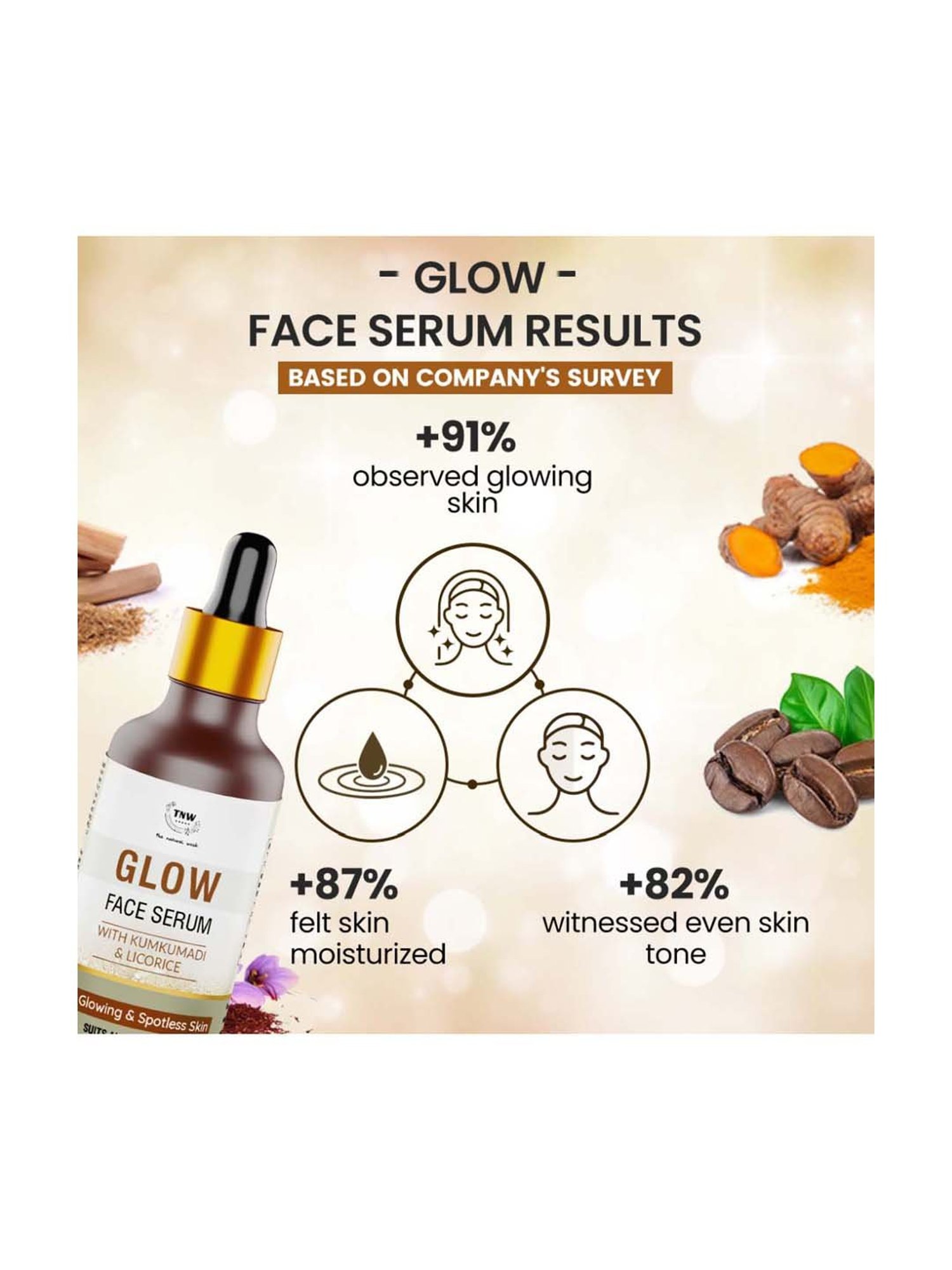 TNW-THE NATURAL WASH Glow Face Serum With Kumkumadi & Licorice for Glowing & Spotless Skin - 30 ml