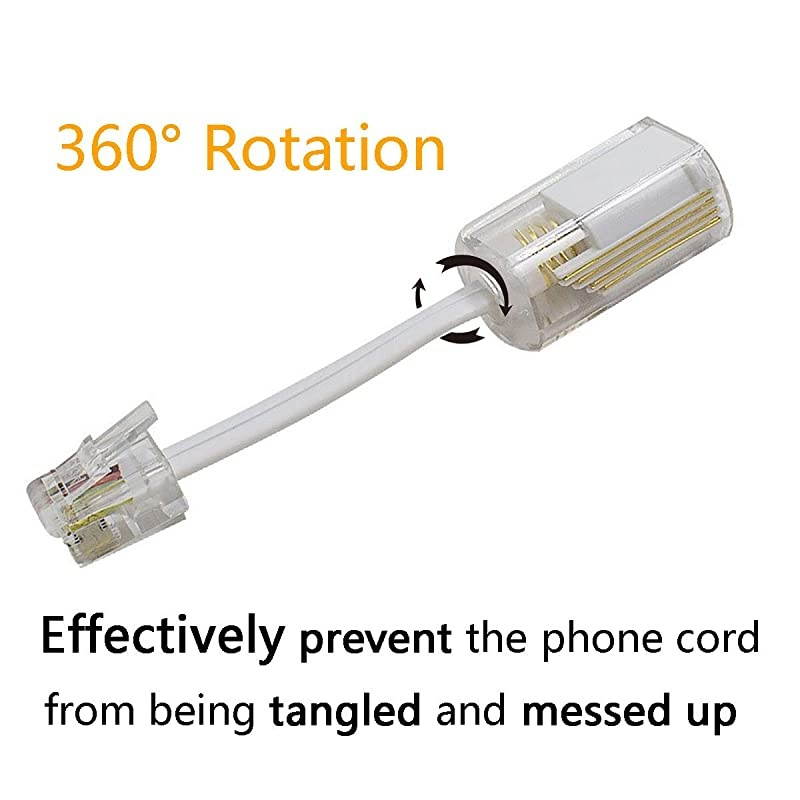 Telephone Cord Detangler  AntiTangle Phone Cable 360 Degree Rotating Landline Swivel Cord UntanglerWhite4 PCS