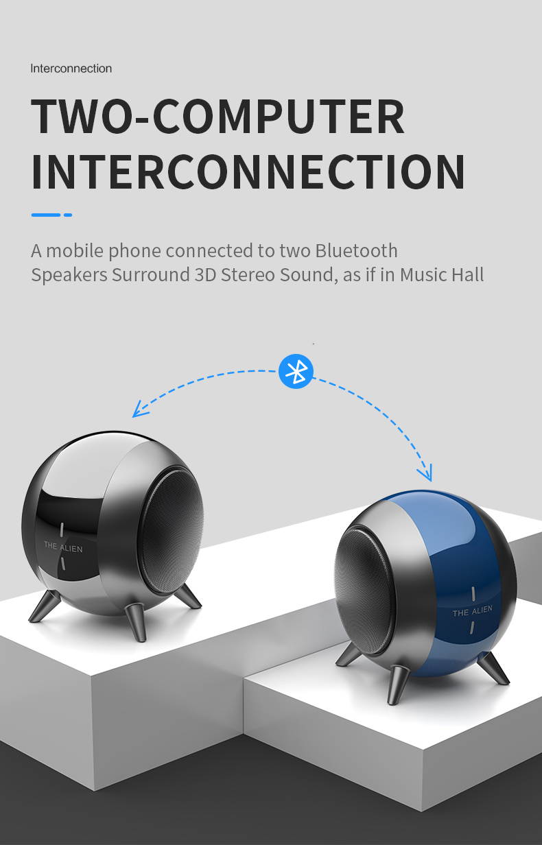 Mini Metal Wireless Bluetooth Speaker, TWS Interconnection Card Subwoofer HIFI Stereo Surround
