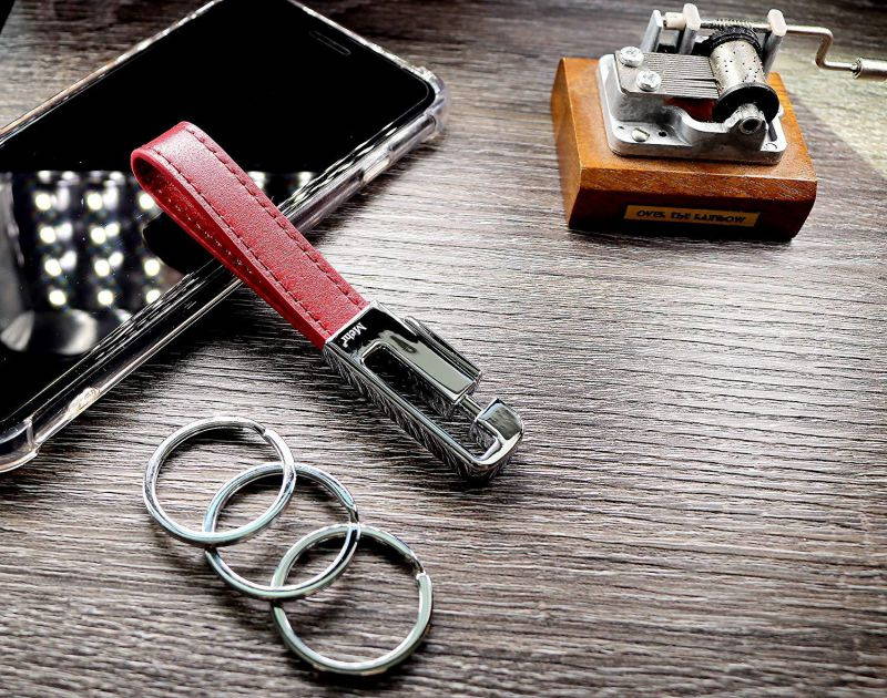 Mehr Elegant Genuine Leather Valet Key Chain - Smart & Useful Detachable Keychain w Key Rings (Monaco Red)
