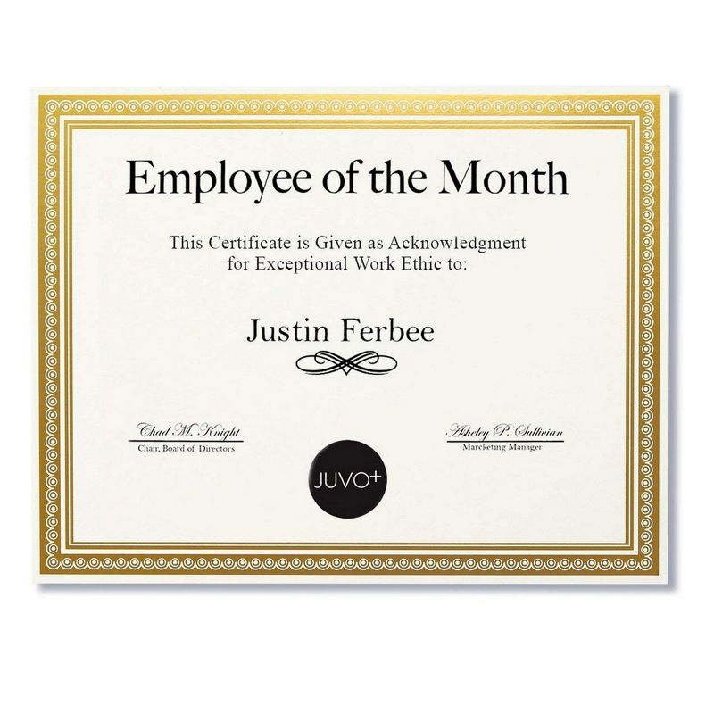 50-Sheet Award Certificate Papers, Letter Sized, White with Gold Foil Metallic Border, 11 x 8.5"