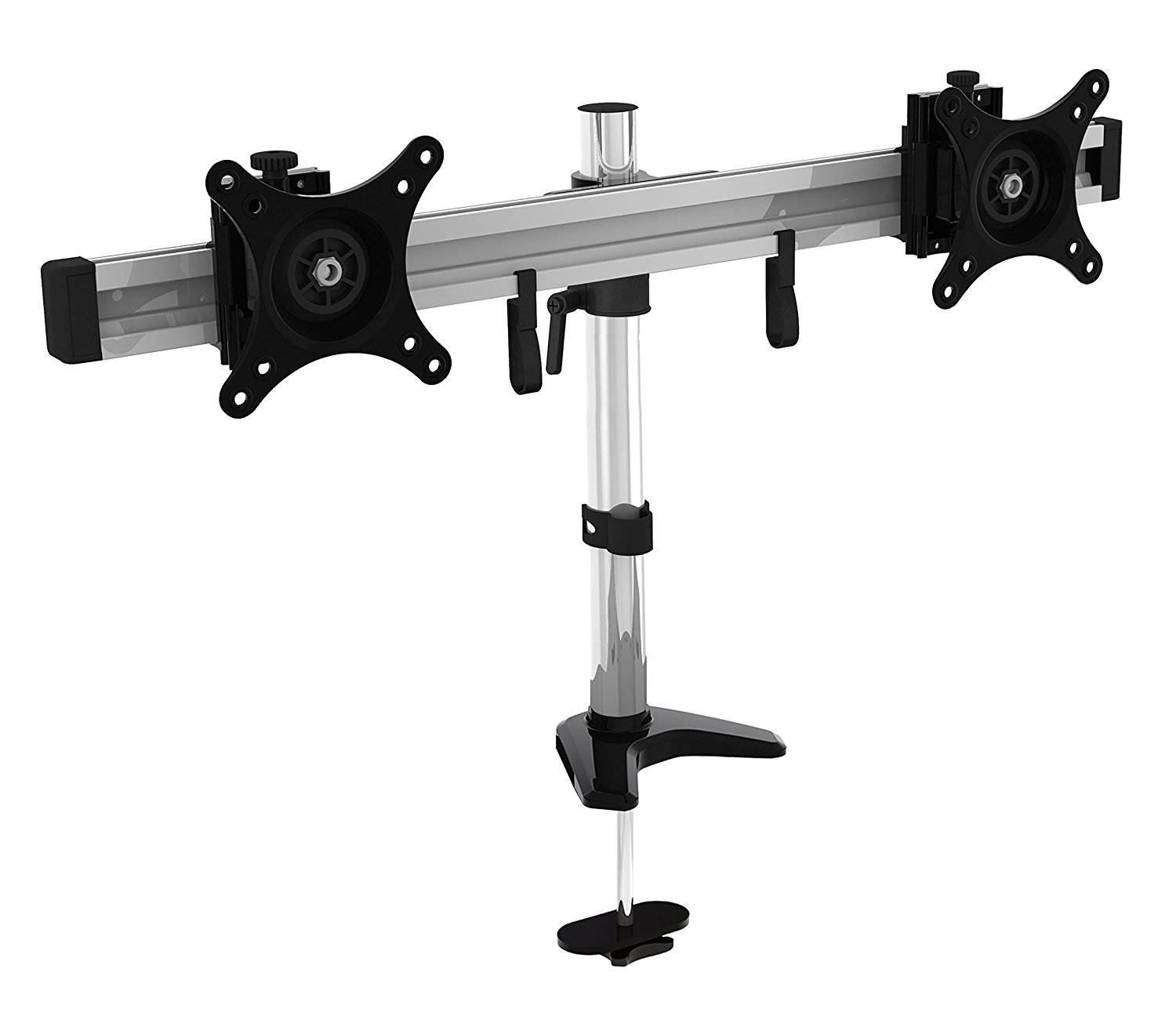 XtremPro Dual LCD Monitor Desk Stand Mount, Adjustable Tilt &plusmn;15&deg;, 360 Rotation, Fits 2 Screens 15" to 24" VESA Up to 100 x 100, 17.6lbs per Arm & Anti-theft kit w/ Optional Grommet Base -Silver(41022)