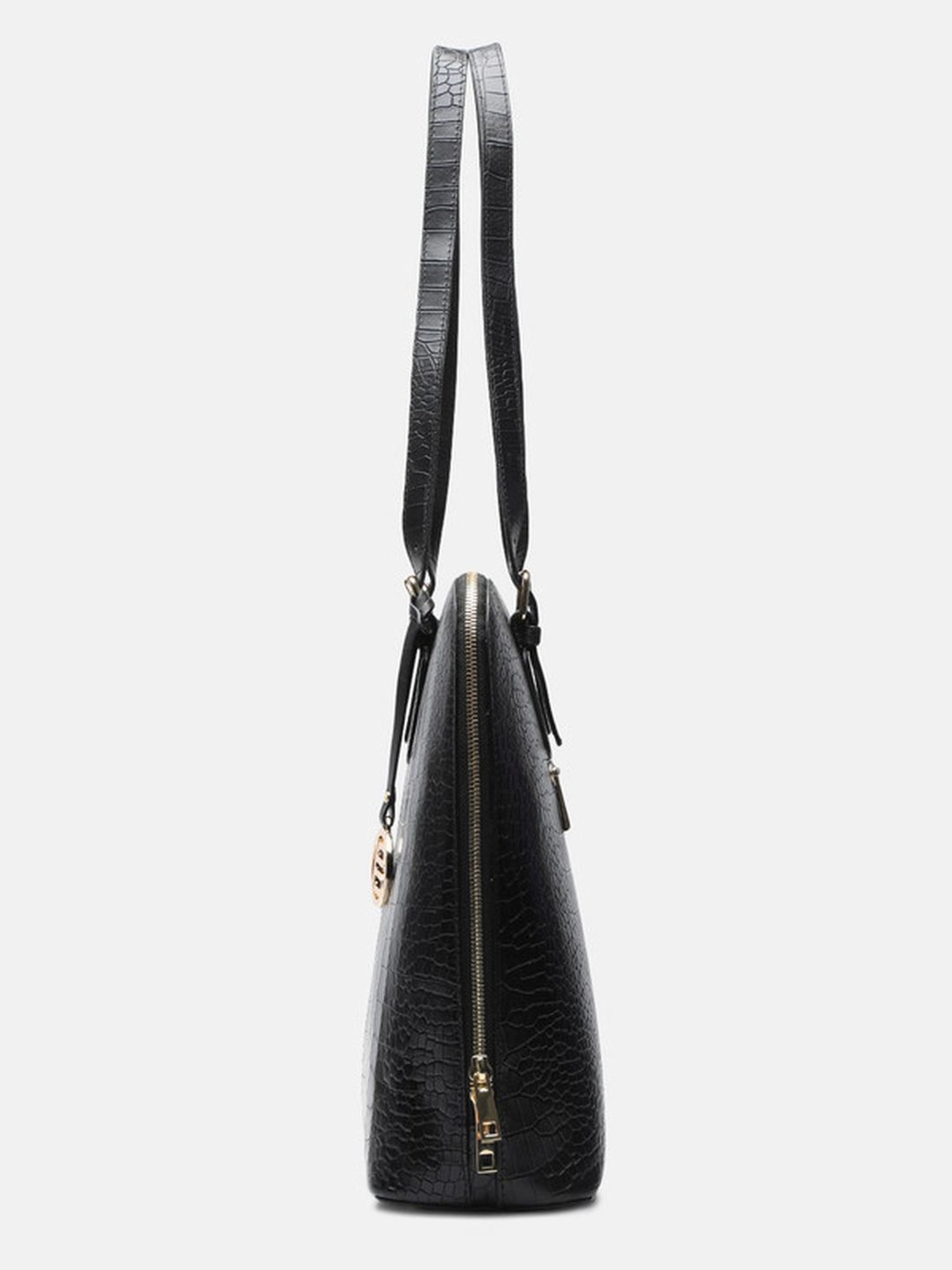 BAGATT Black Leather Textured Shoulder Handbag