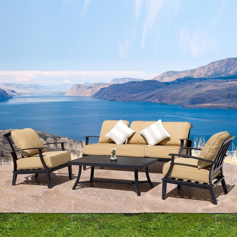 4pc Outdoor Aluminum Sofa Set Dark Gray - Nuu Garden