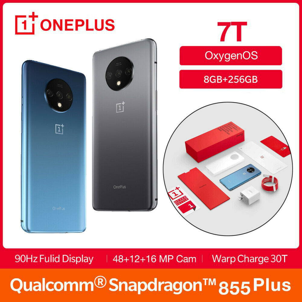 New Original OnePlus 7T 256GB HD1900 GSM Factory Unlocked 4G LTE 6.55" Fluid Display 8GB RAM 48 MP Ultra Wide Triple Camera Smartphone -International Version(In Hand)