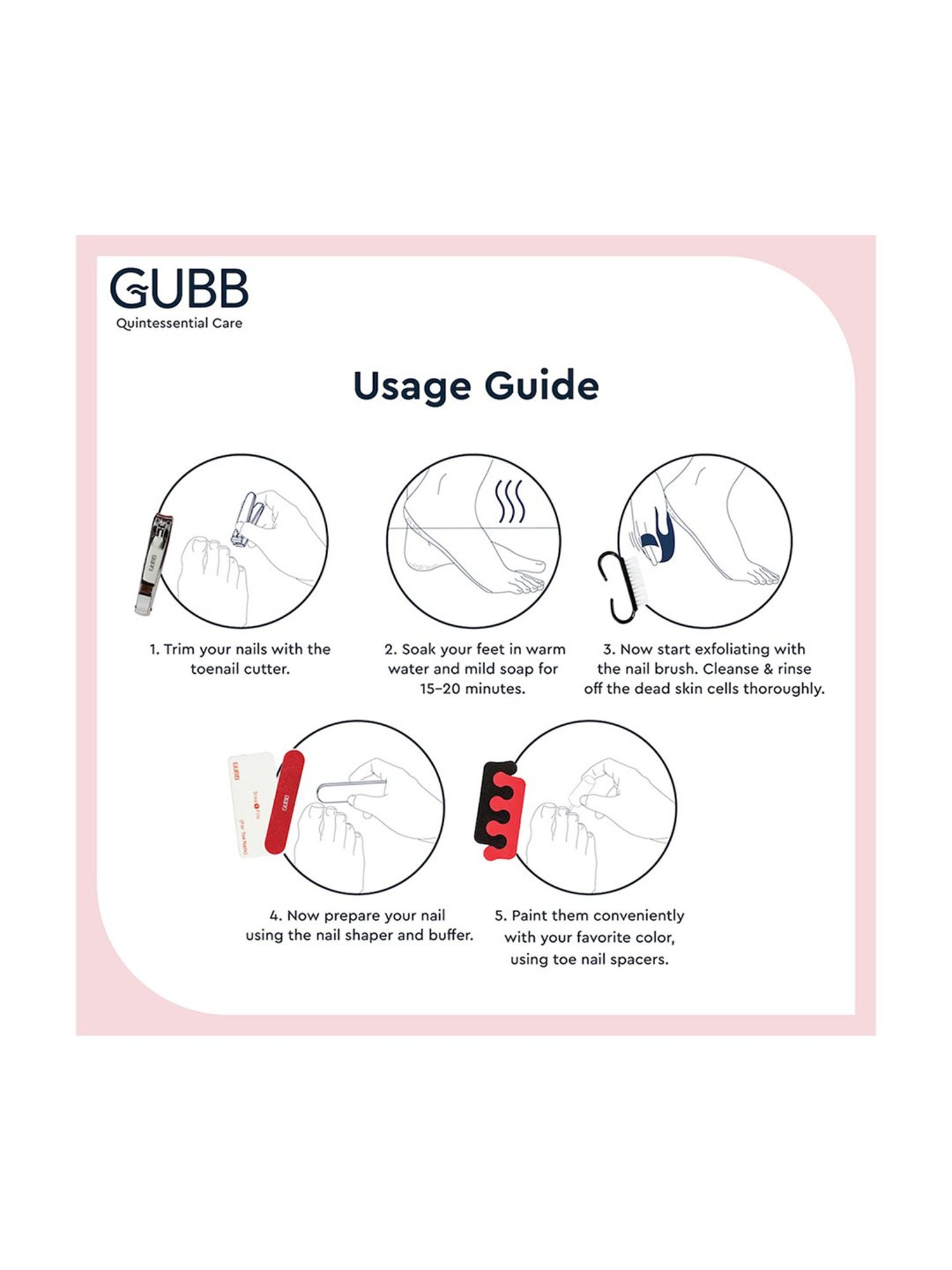 Raaga Professional Pedicure & Manicure 6 Step Single Use Kit Strawberry - 6 Sachets