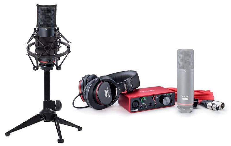 Focusrite 3rd Gen Podcast Podcasting Interface+Mic+Headphones+Stand+Pop Filter