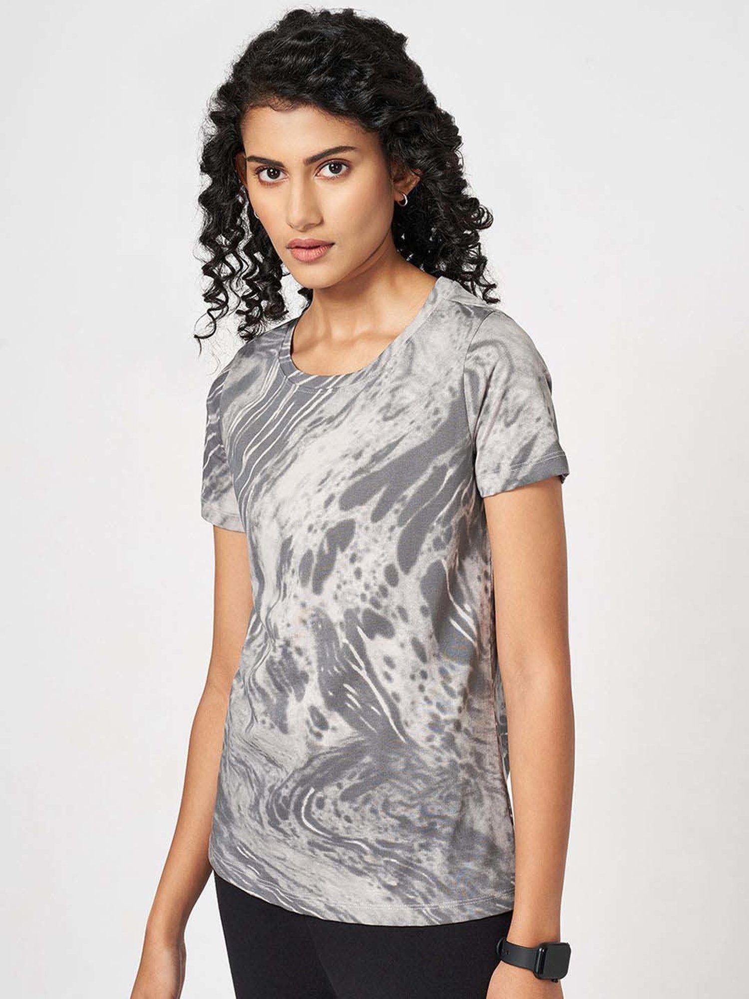 Ajile by Pantaloons Grey Cotton Printed T-Shirt