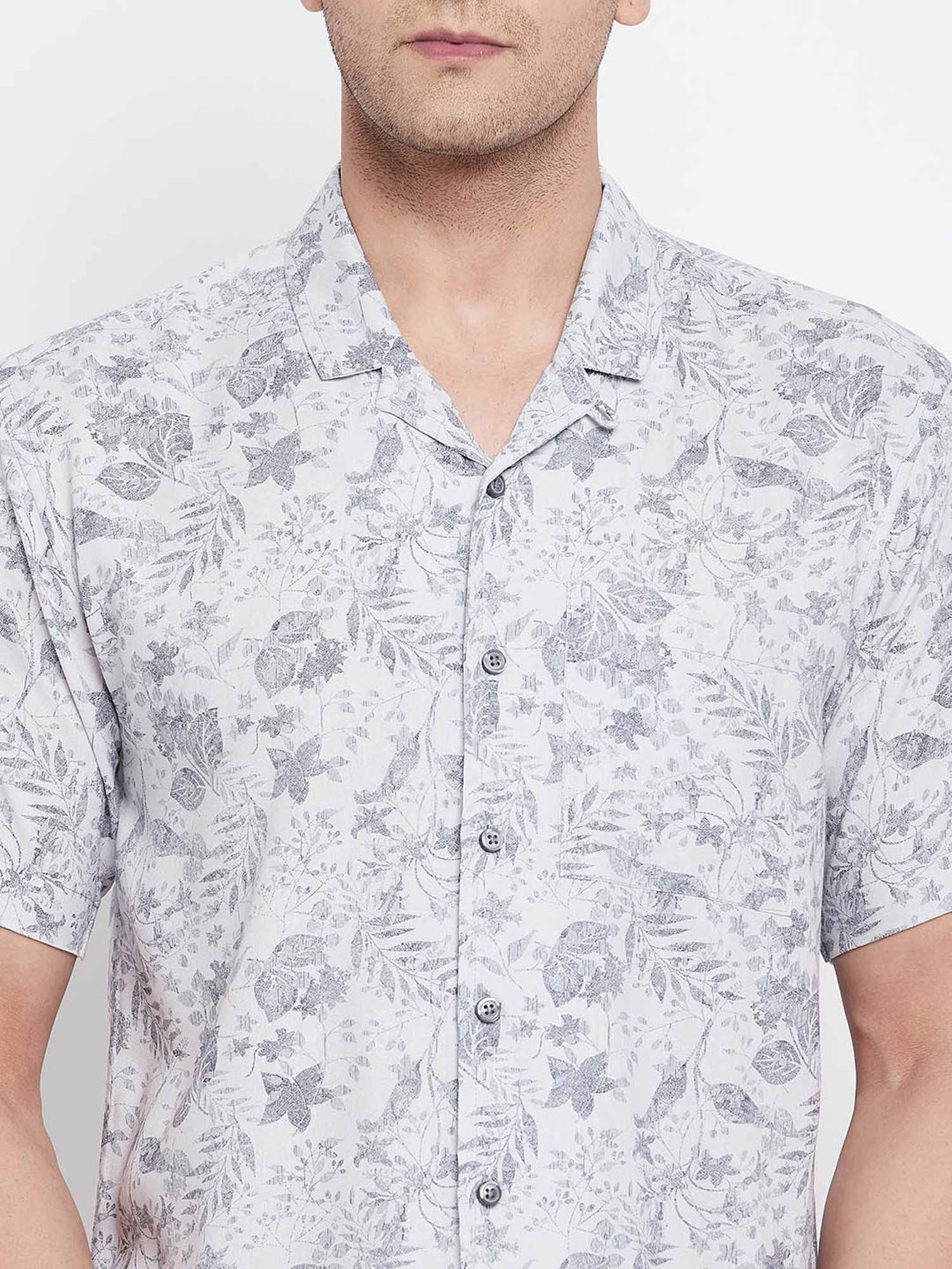 Even Light Grey Regular Fit Printed Shirt