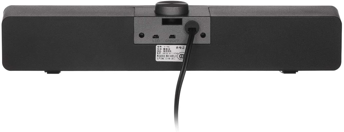 Docooler V-196 Computer Speaker USB Wired Bar Stereo Subwoofer Music Player Bass Surround Sound Box 3.5mm Audio Input for PC Laptop