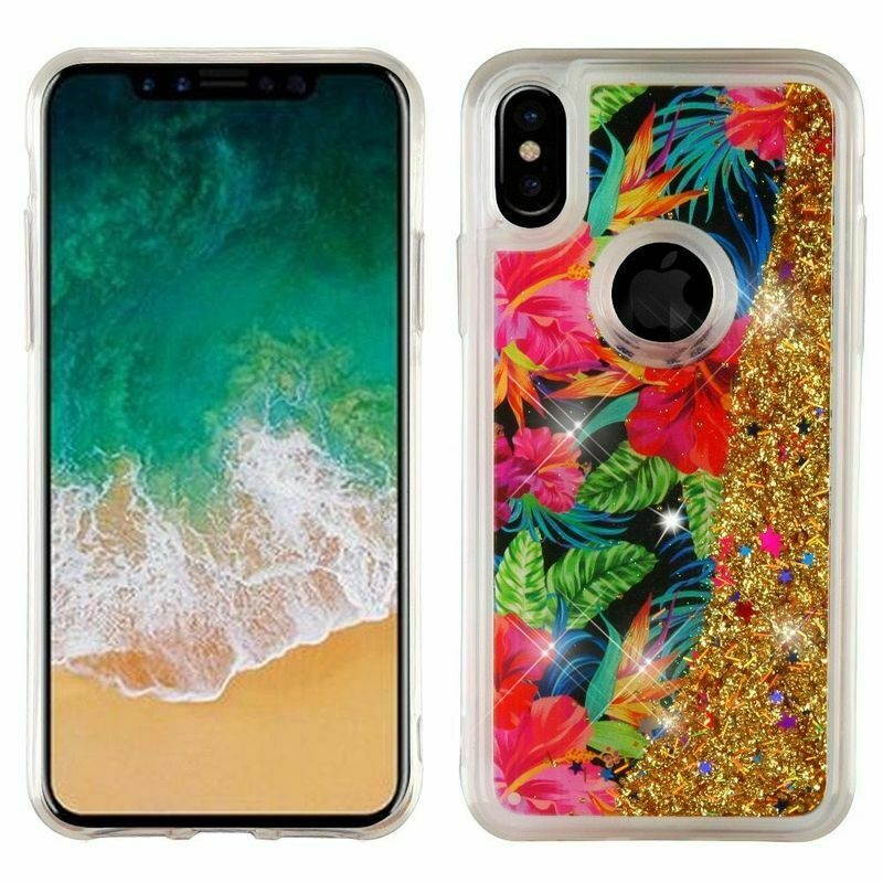 For  iPhone X/XS 10 Multi-Color Electric Hibiscus Hard Hybrid Case Cover