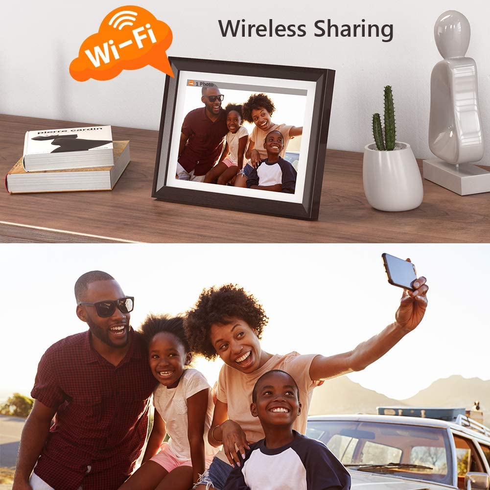 Dragon Touch Digital Picture Frame WiFi 10 inch IPS Touch Screen HD Display, 16GB Storage, Auto-Rotate, Share Photos via App, Email, Cloud - Classic 10  color white