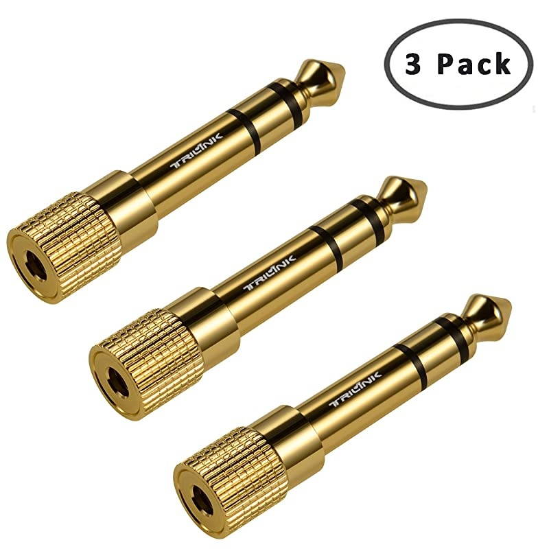 Stereo Audio Adapter GoldPlated Pure Copper 635mm 14 inch Male to 35mm 18 inch Female Headphone Jack Plug 3 Pack