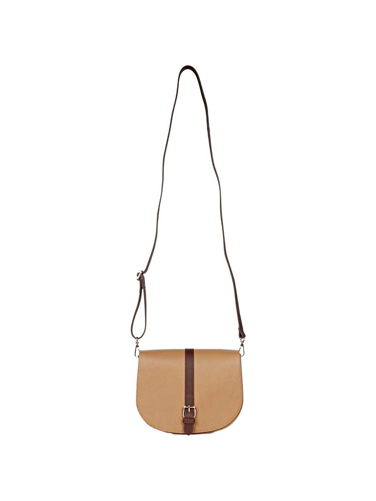 Saint G Beige Solid Medium Sling Handbag