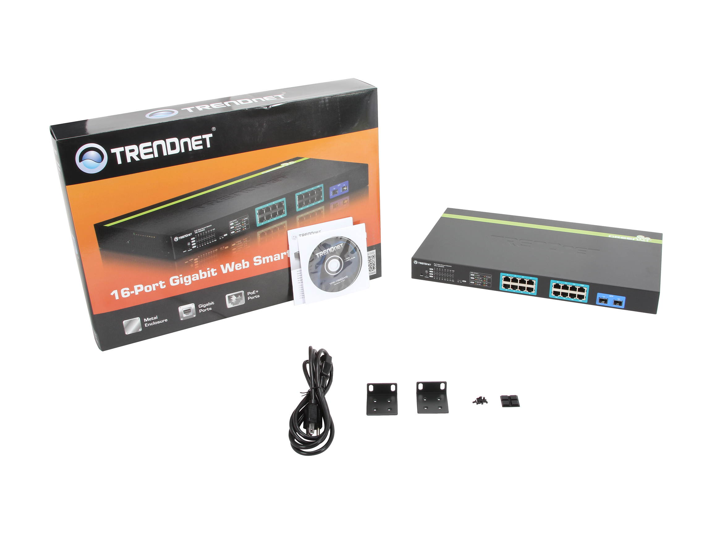 TRENDnet TPE-1620WS Smart 16-Port Gigabit Web Smart PoE+ Switch. Limited Life Time Warranty