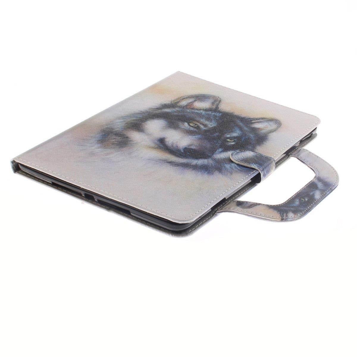 New iPad 2017 iPad 9.7 Case, Newshine Portable Lightweight Smart Stand Case with Card Slots for Apple iPad 9.7-inch 2017 Release [Auto Sleep/Wake], White Wolf