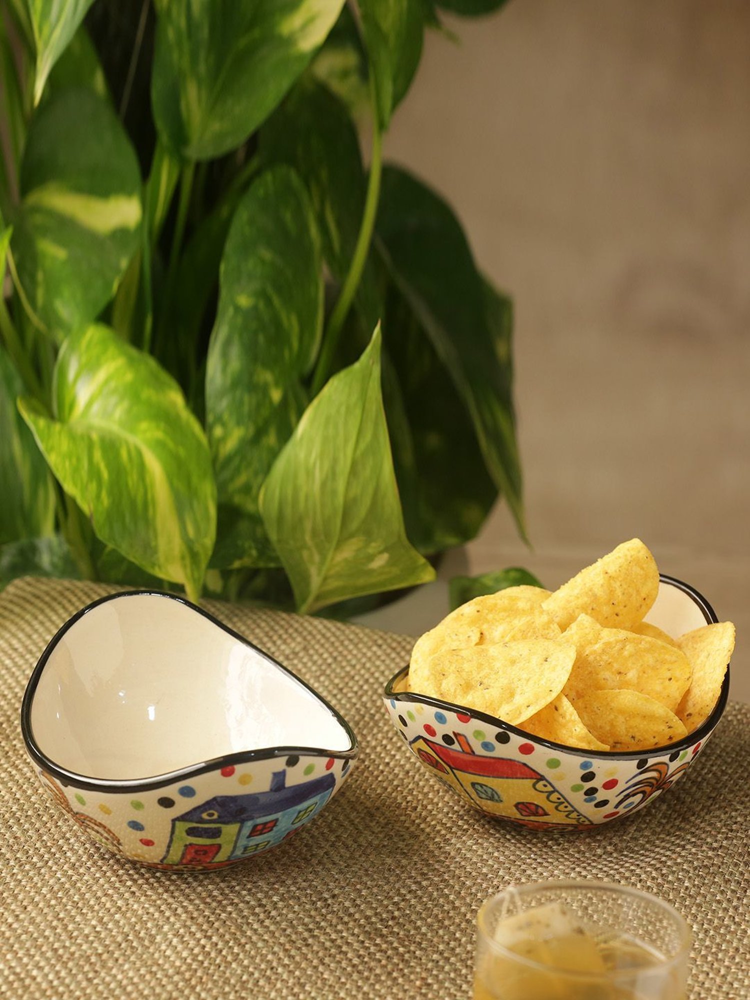 BlackCarrot Black & White Ceramic Dip Bowls Set of 2