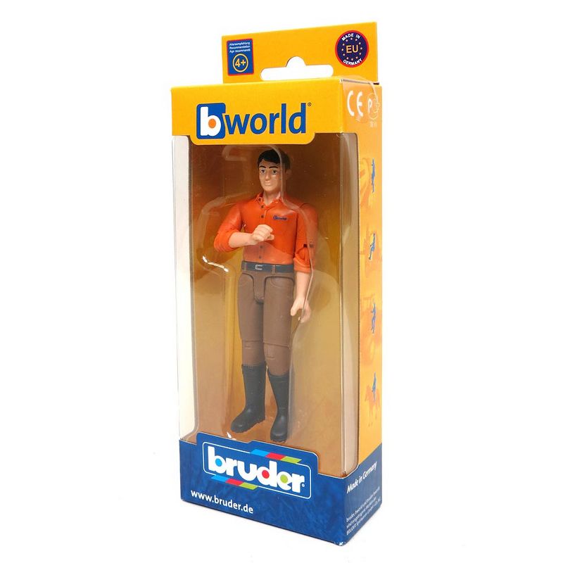 Bruder bworld Man with Brown Jeans and Orange Shirt Toy Figure