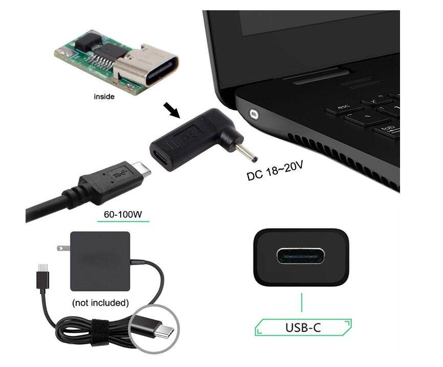 PD Adapter TYPE C USB-C to DC Tip 3.0x1.1mm Power Adapter Converter for Acer Aspire S3 S5 S7 Iconia Tab W500 W700 Samsung Series 5 9 Ultrabook Asus Zenbook UX21 UX21E UX31 Transformer Book T200 T200T