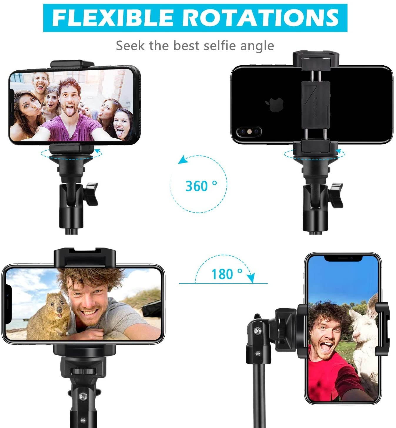 Selfie Stick Tripod, 51" Extendable Tripod Stand with Bluetooth Remote for iPhone & Android Phone, Heavy Duty Aluminum, Lightweight
