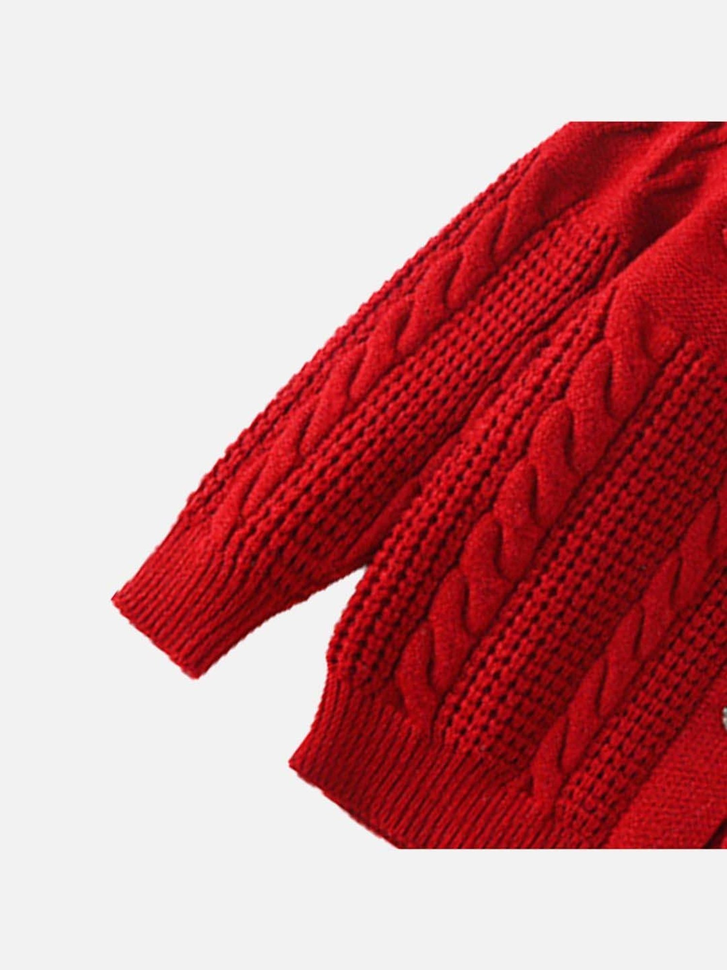 Little Surprise Box Red Textured Pattern Full Sleeves Cardigan