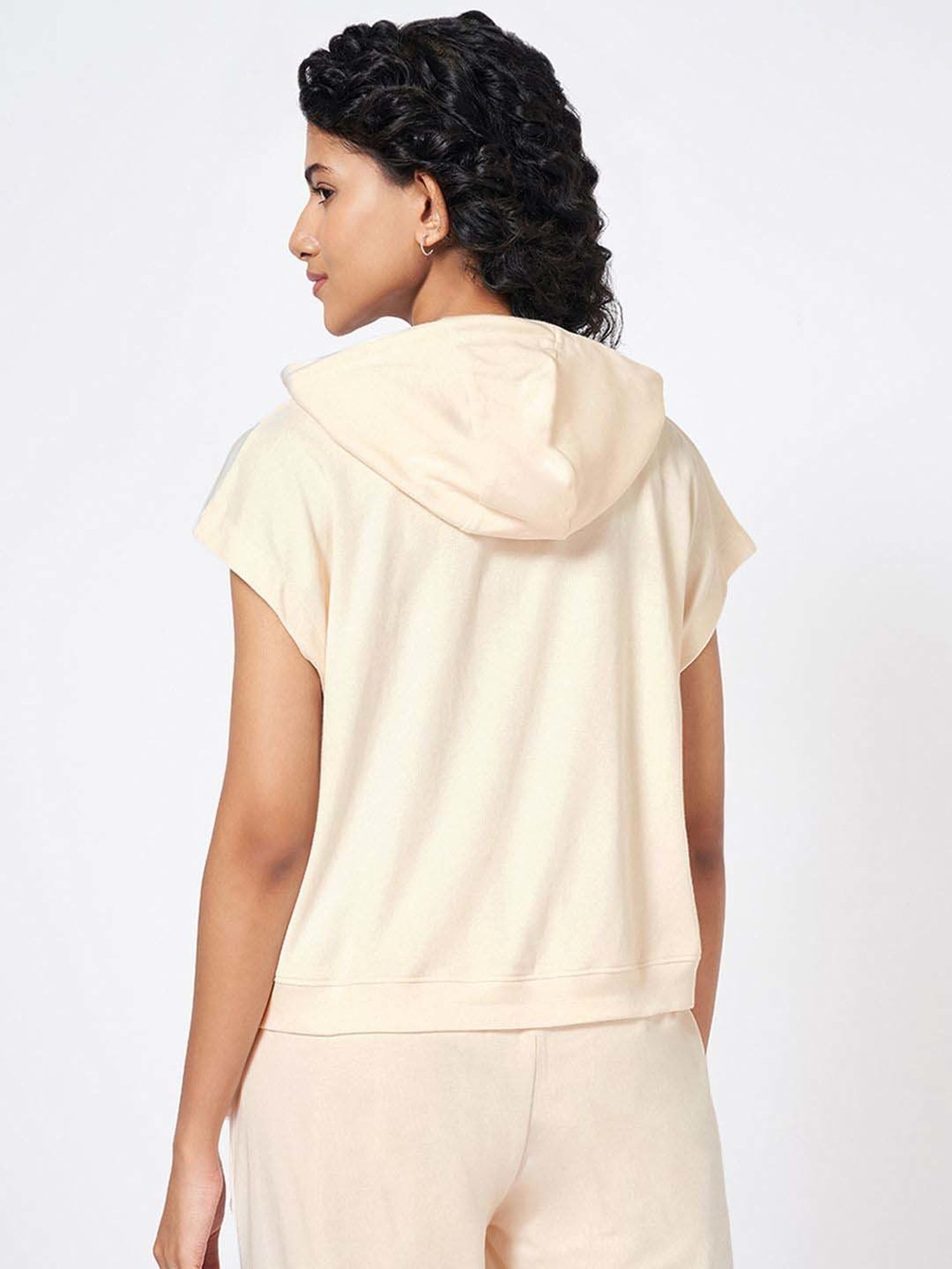 Ajile by Pantaloons Beige Cotton Plain T-Shirt