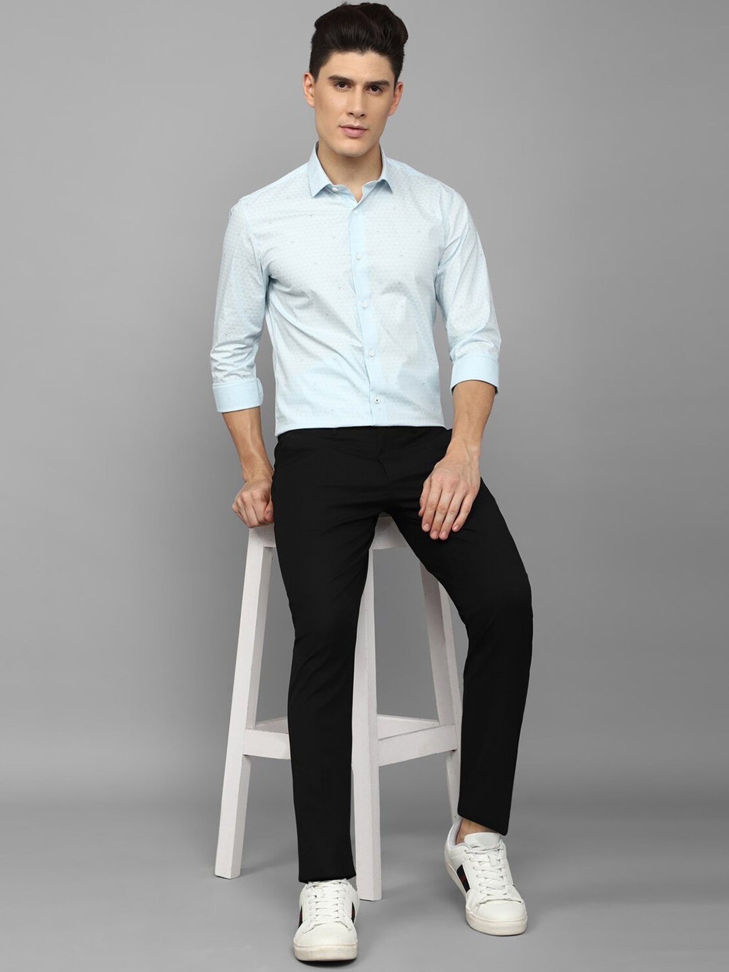 Louis Philippe Sport Light Blue Slim Fit Printed Shirt