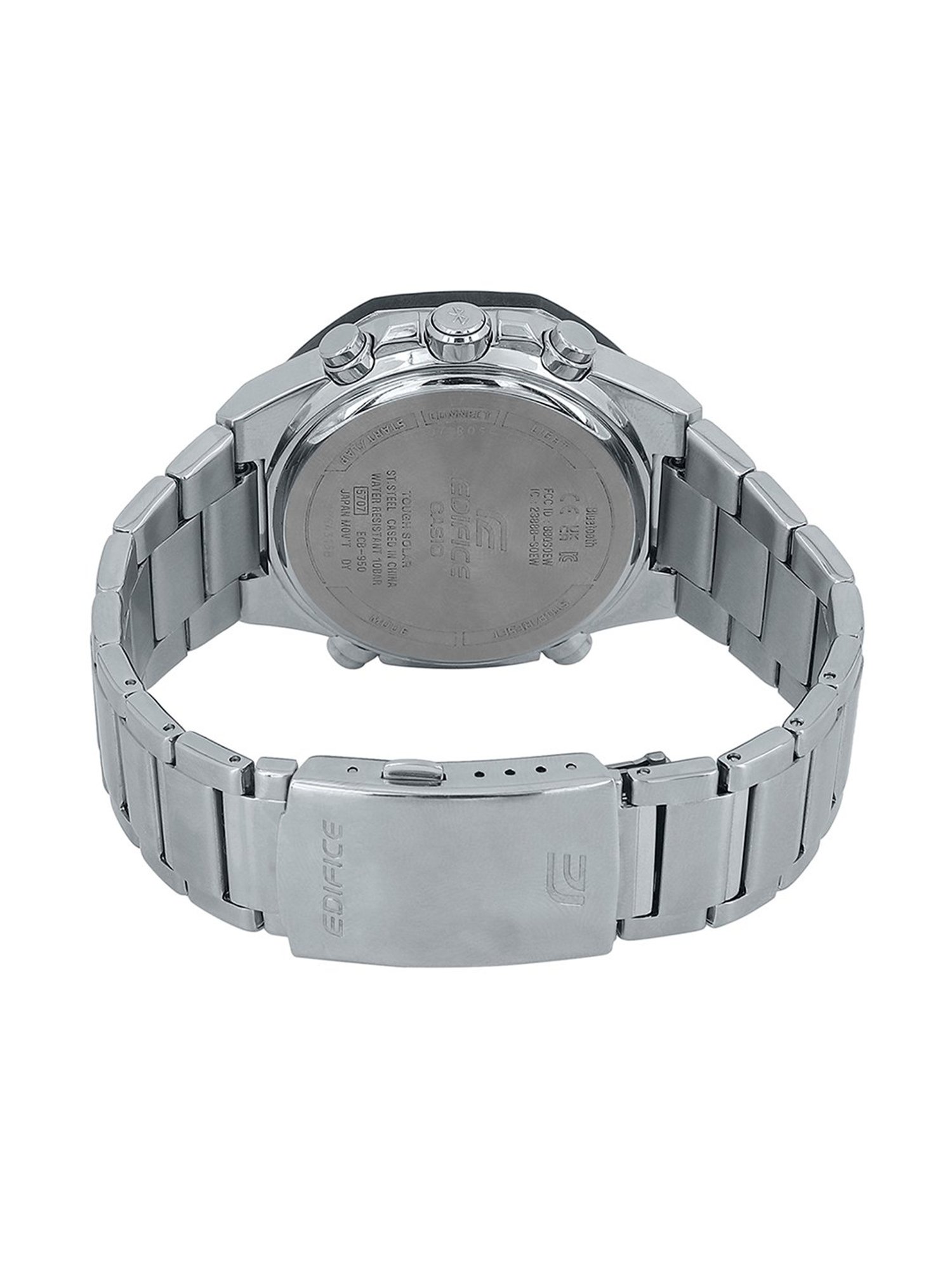 Casio EDifice ECB-950DB-2ADF Blue Ana-Digi Dial Silver Stainless Steel Band Men's Watch EX555