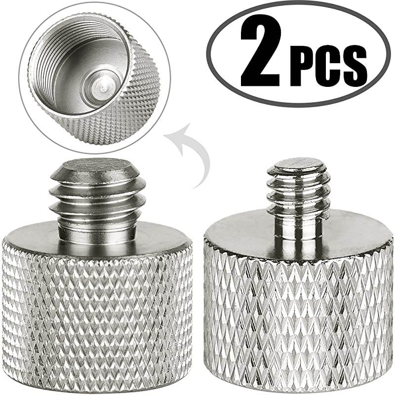 Mic Stand Adapter 5/8 to 1/4 Adapter and 5/8 to 3/8 Adapter Combo Pack Mic Thread Screw Adapter Microphone Stand Adapter to Tripod Adapter, 2 Pack