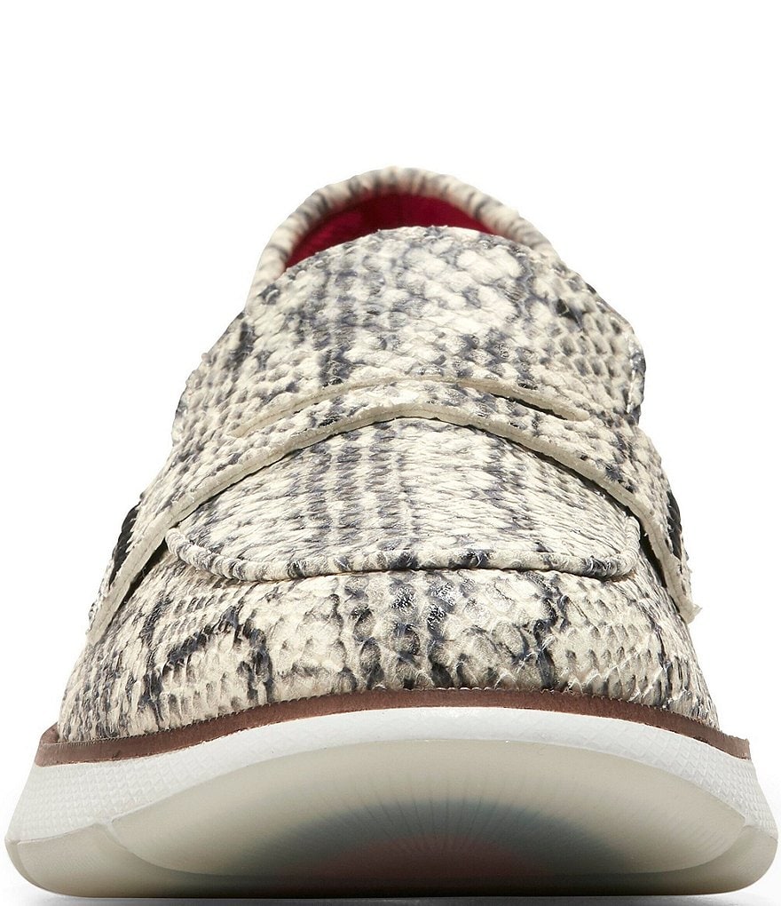 Cole Haan 4.ZEROGRAND Snake Print Leather Penny Loafers