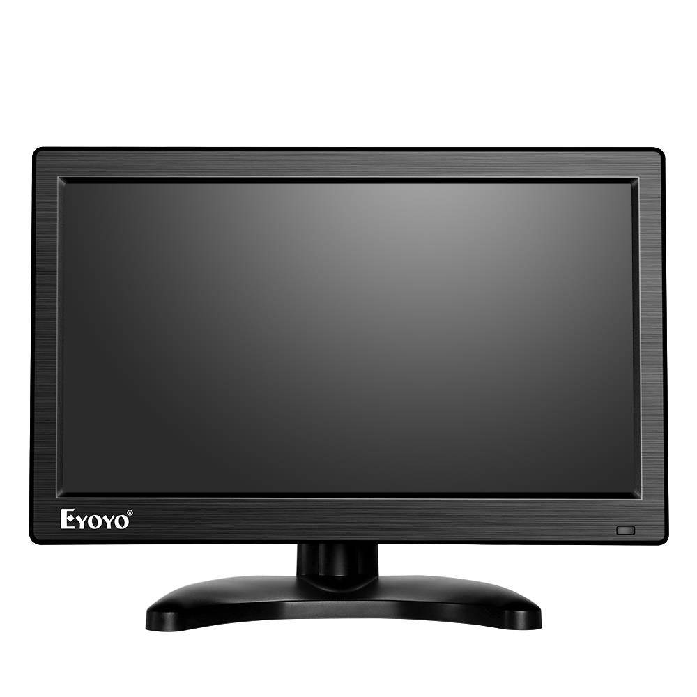 Eyoyo Monitor 12 Inch, IPS Screen 1366x768 HD Display Small CCTV Monitor with USB HDMI VGA AV BNC Audio Input for Security Camera System Computer Raspberry Pi, Built-in Dual Speakers, Remote Control