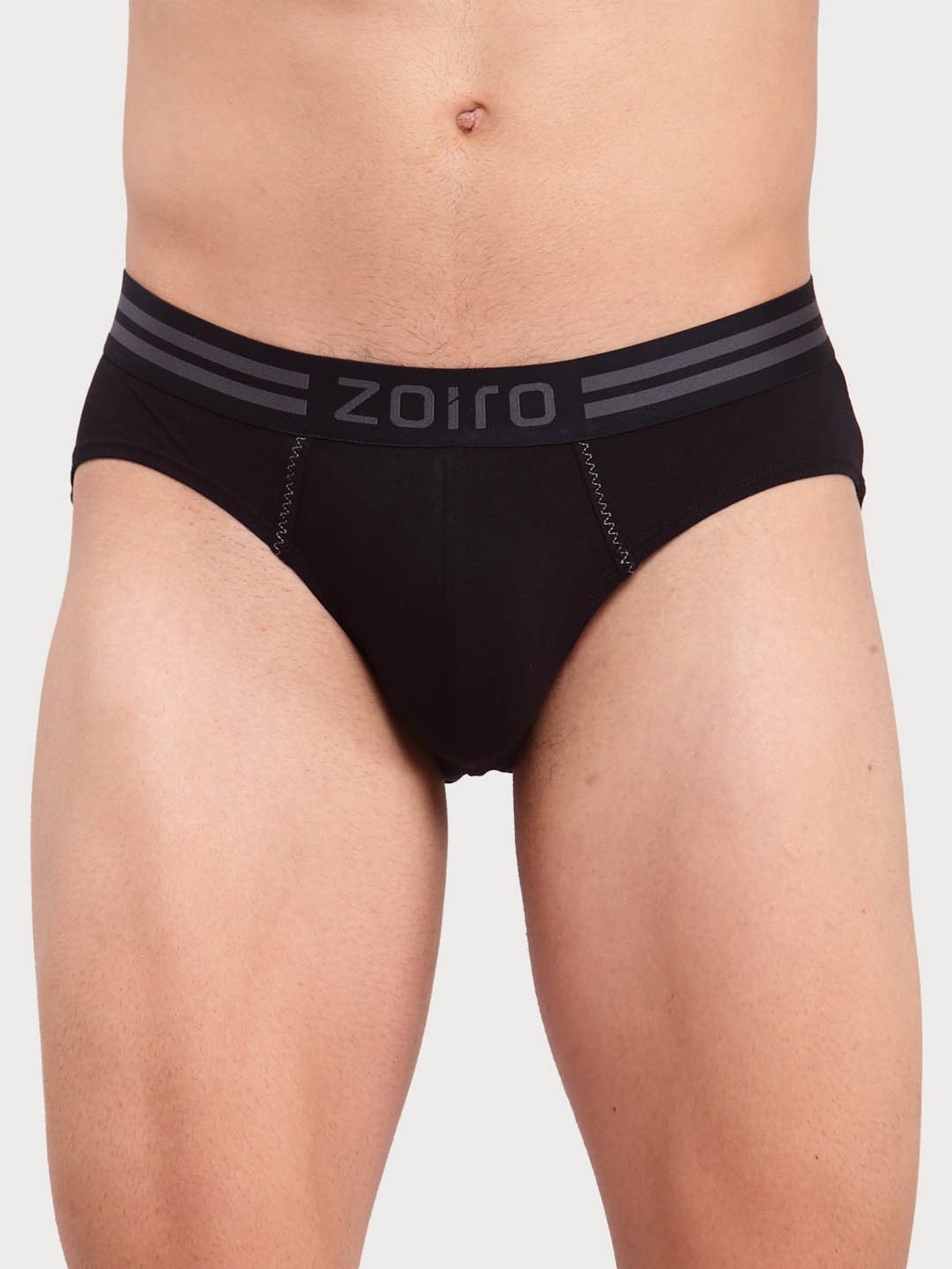 Zoiro Black & Dark Denim Cotton Regular Fit Briefs - Pack Of 2