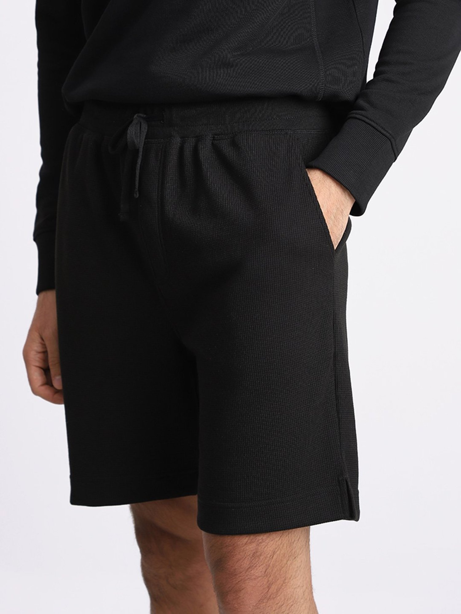 WES Lounge by Westside Solid Black Shorts