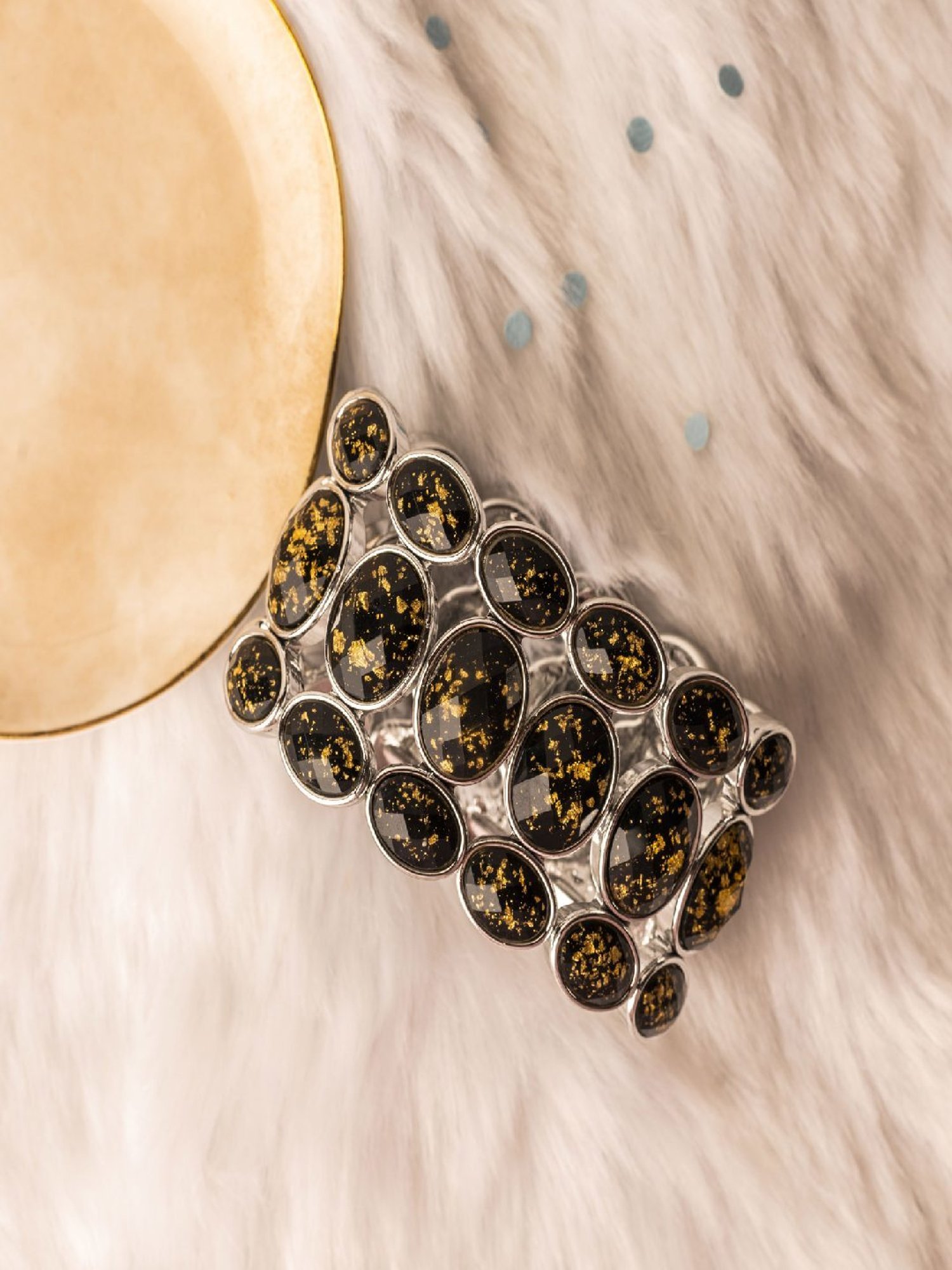 Jewelz Stylish Traditional Casual Party Black Stone Bracelet for Women & Girls