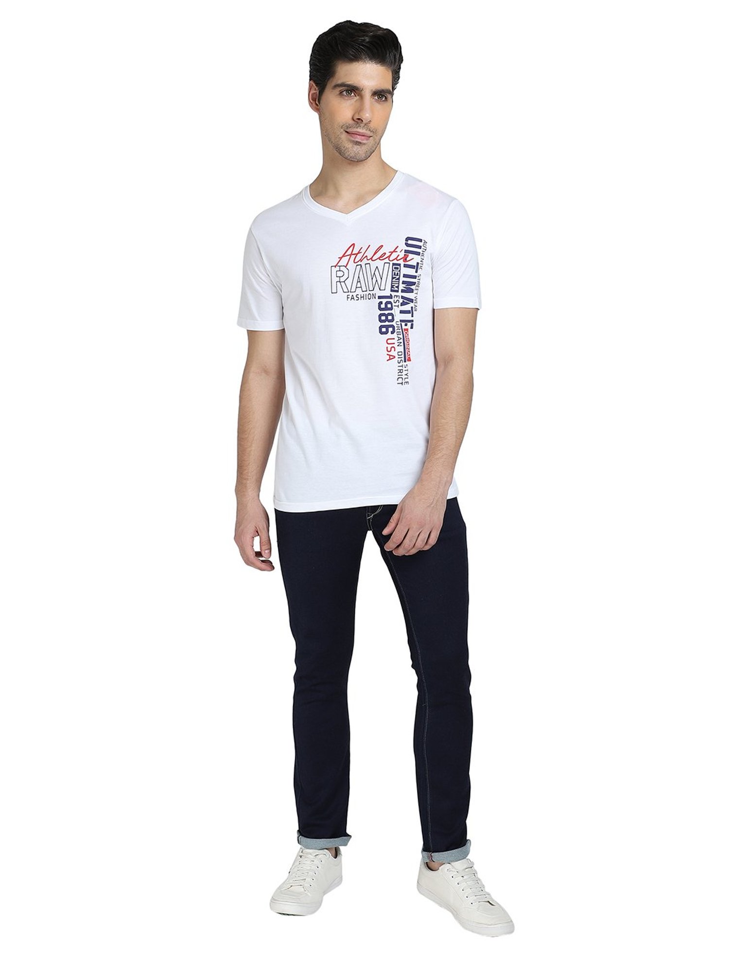 Dyca White V Neck T-Shirt