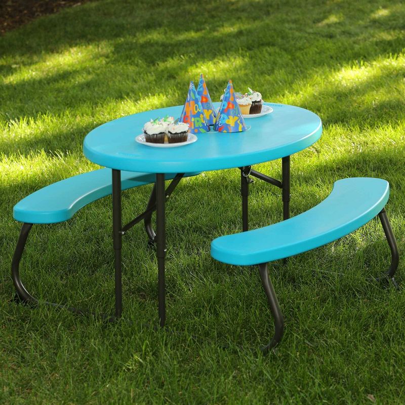 Kids Oval Patio Picnic Table Blue Glacier - Lifetime
