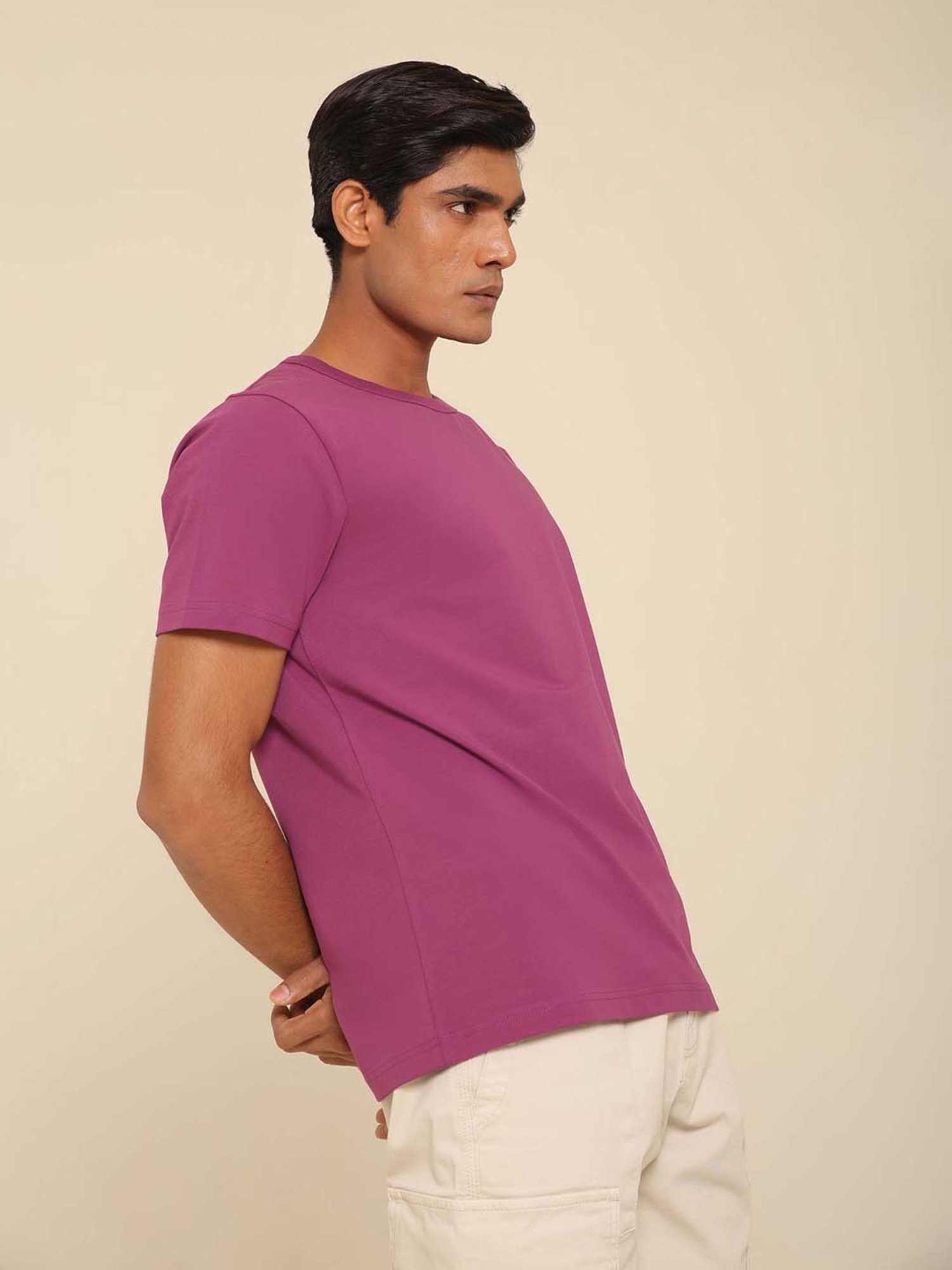 SUBTRACT Purple Regular Fit Crew T-Shirt