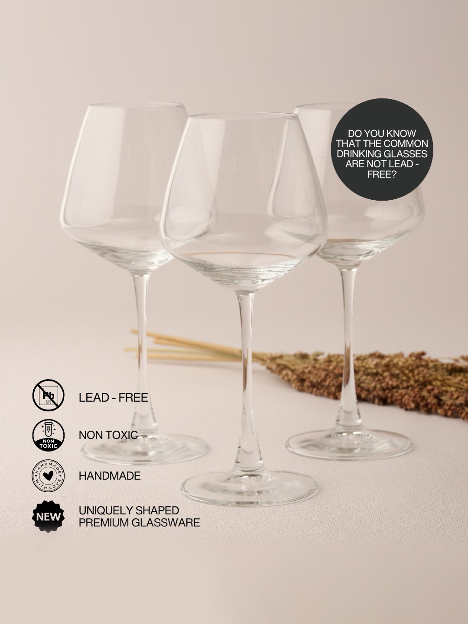 BlackCarrot Red Wine Glass Set of 6