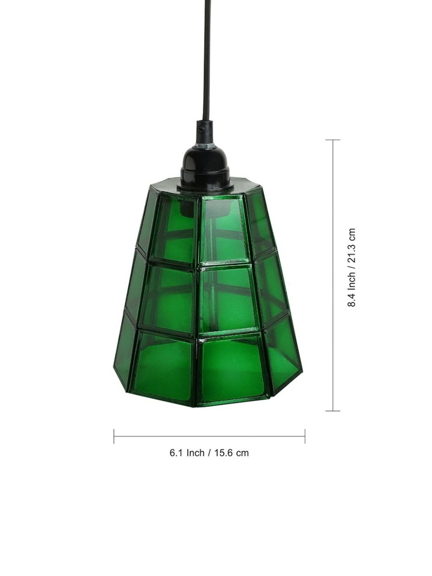 ExclusiveLane Bottle Green Glass Conical Hanging Pendant Lamp